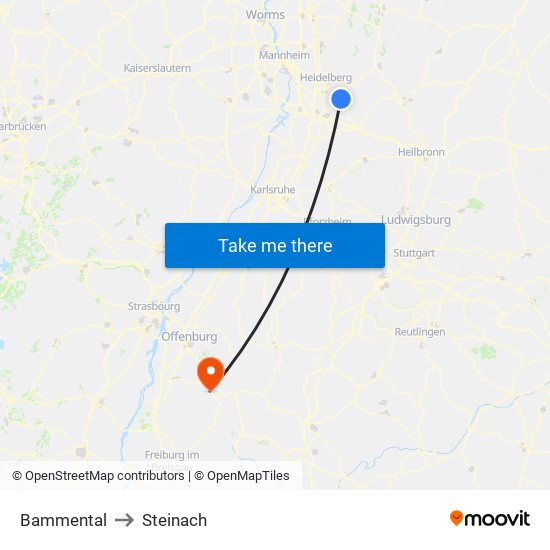 Bammental to Steinach map