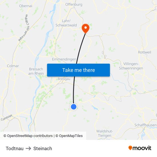 Todtnau to Steinach map