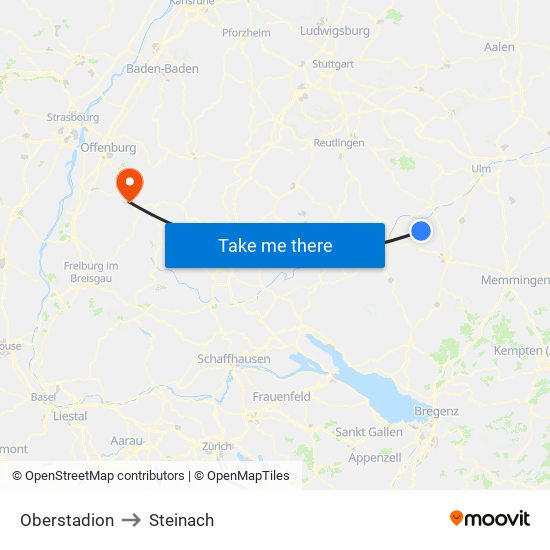 Oberstadion to Steinach map