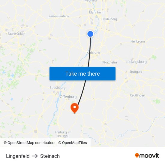 Lingenfeld to Steinach map