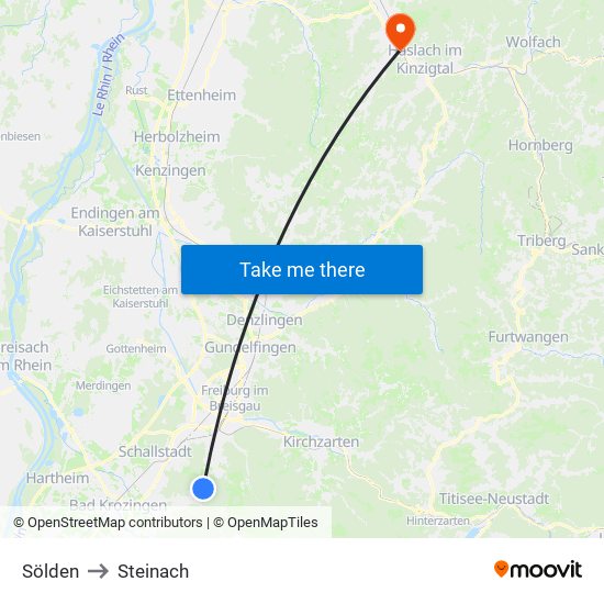 Sölden to Steinach map