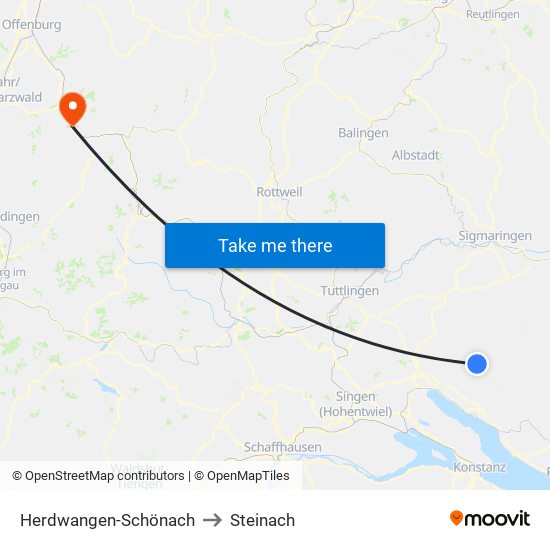 Herdwangen-Schönach to Steinach map