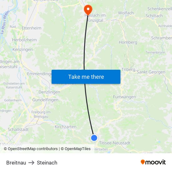 Breitnau to Steinach map