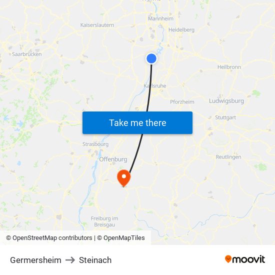 Germersheim to Steinach map