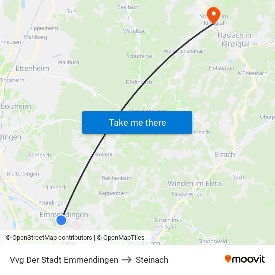 Vvg Der Stadt Emmendingen to Steinach map