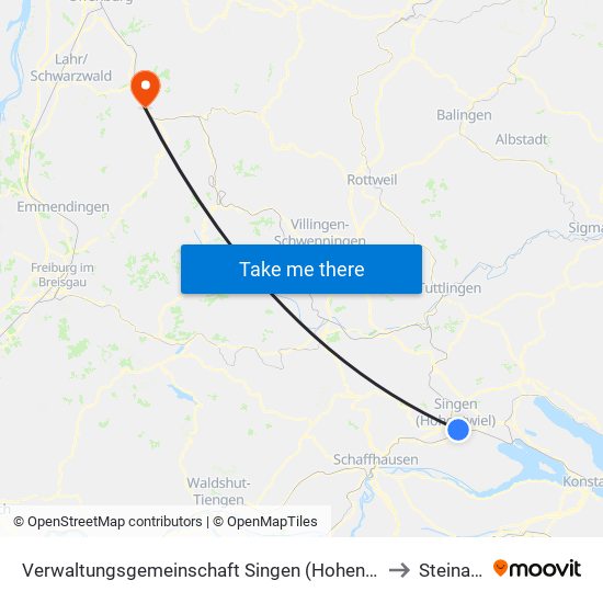 Verwaltungsgemeinschaft Singen (Hohentwiel) to Steinach map
