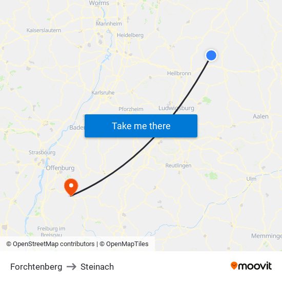 Forchtenberg to Steinach map