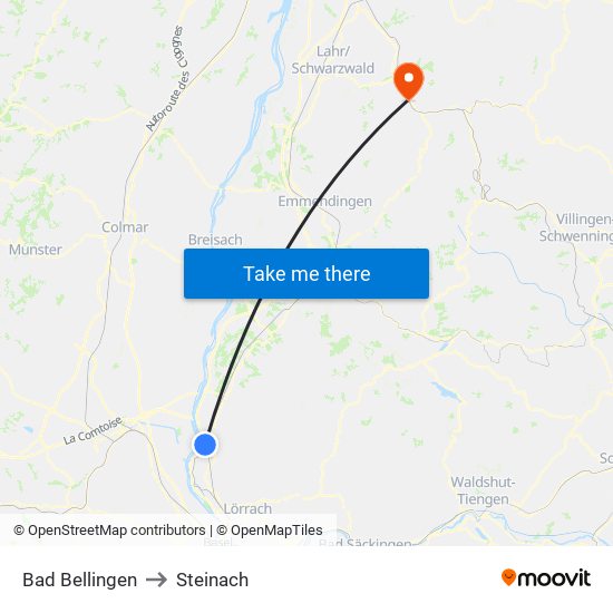 Bad Bellingen to Steinach map