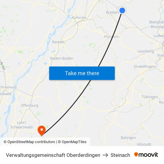 Verwaltungsgemeinschaft Oberderdingen to Steinach map