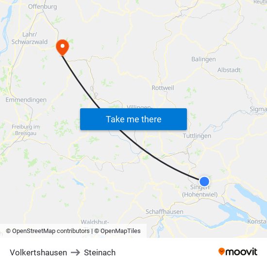 Volkertshausen to Steinach map