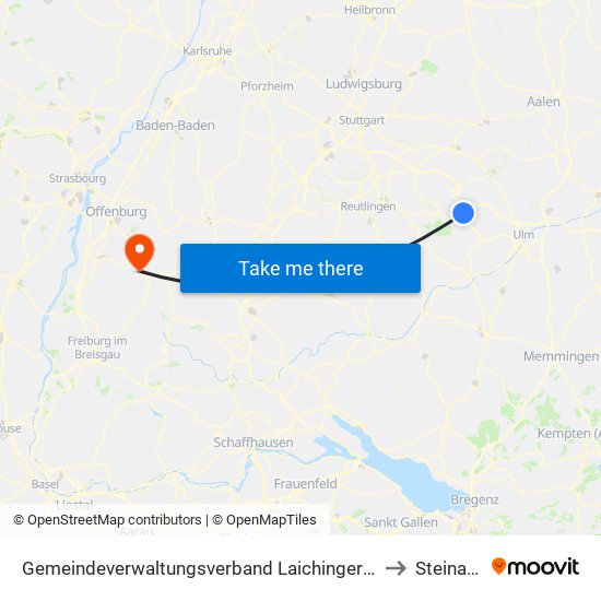 Gemeindeverwaltungsverband Laichinger Alb to Steinach map