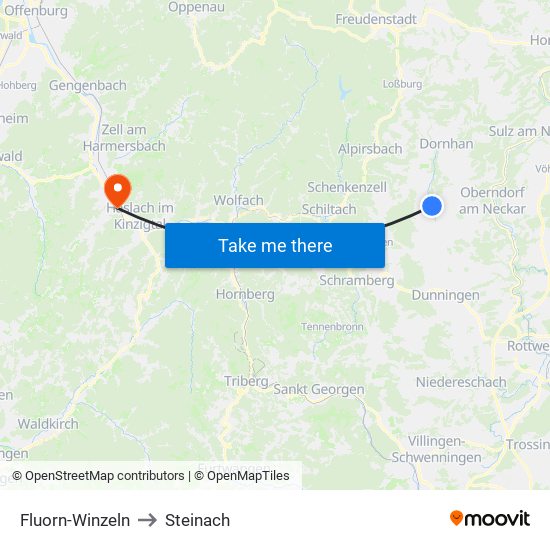 Fluorn-Winzeln to Steinach map