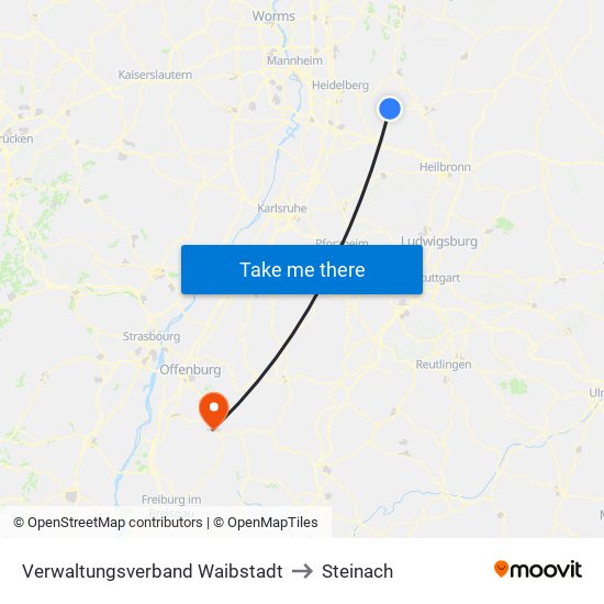 Verwaltungsverband Waibstadt to Steinach map