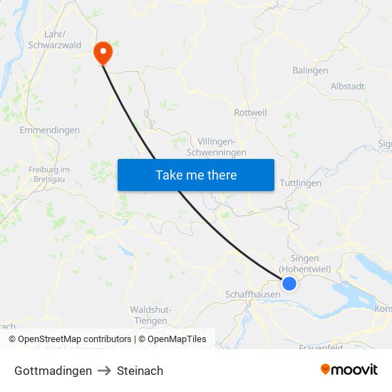 Gottmadingen to Steinach map