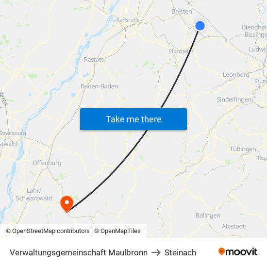 Verwaltungsgemeinschaft Maulbronn to Steinach map