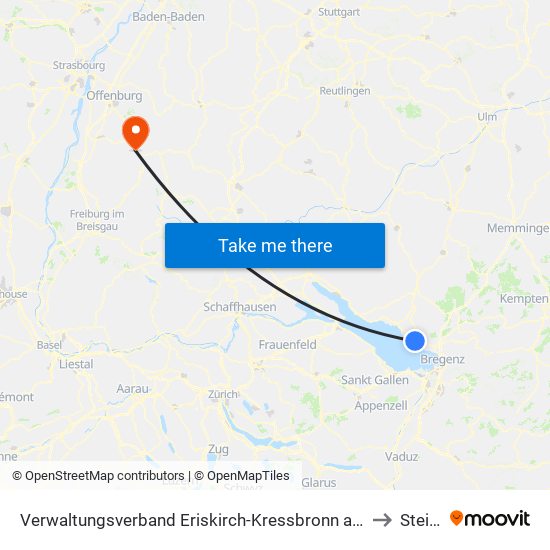 Verwaltungsverband Eriskirch-Kressbronn am Bodensee-Langenargen to Steinach map