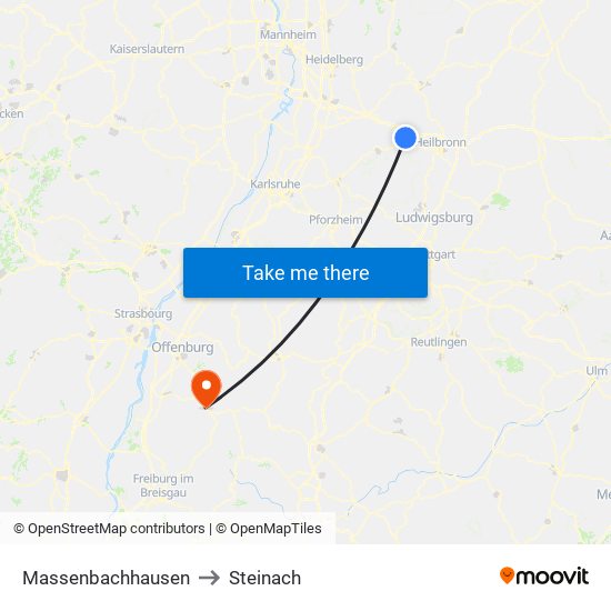 Massenbachhausen to Steinach map