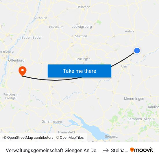 Verwaltungsgemeinschaft Giengen An Der Brenz to Steinach map