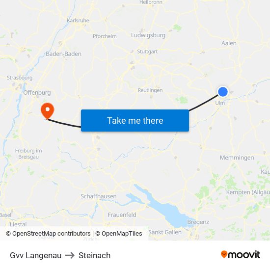 Gvv Langenau to Steinach map