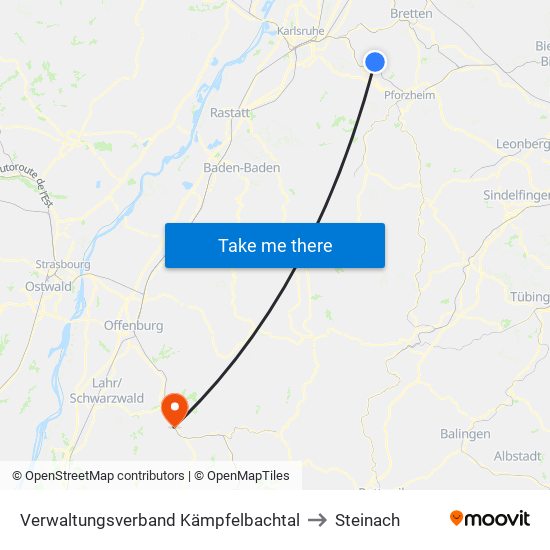 Verwaltungsverband Kämpfelbachtal to Steinach map