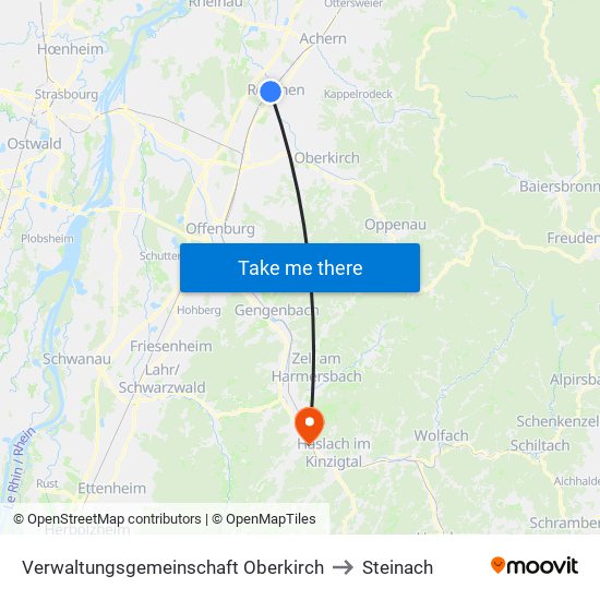 Verwaltungsgemeinschaft Oberkirch to Steinach map