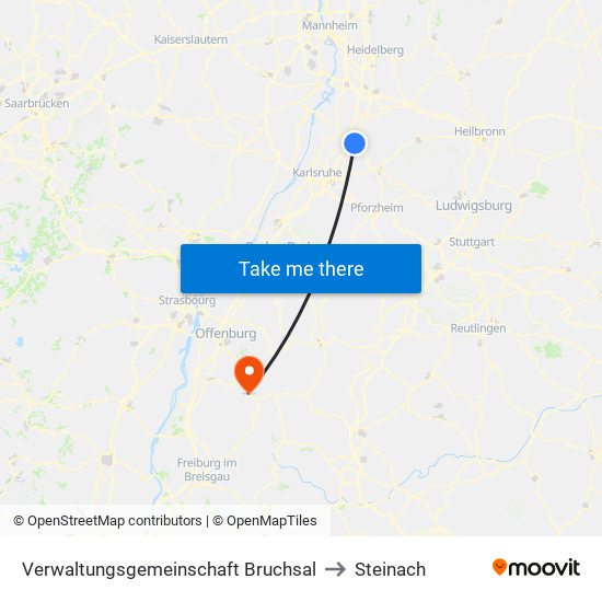 Verwaltungsgemeinschaft Bruchsal to Steinach map