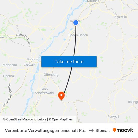 Vereinbarte Verwaltungsgemeinschaft Rastatt to Steinach map