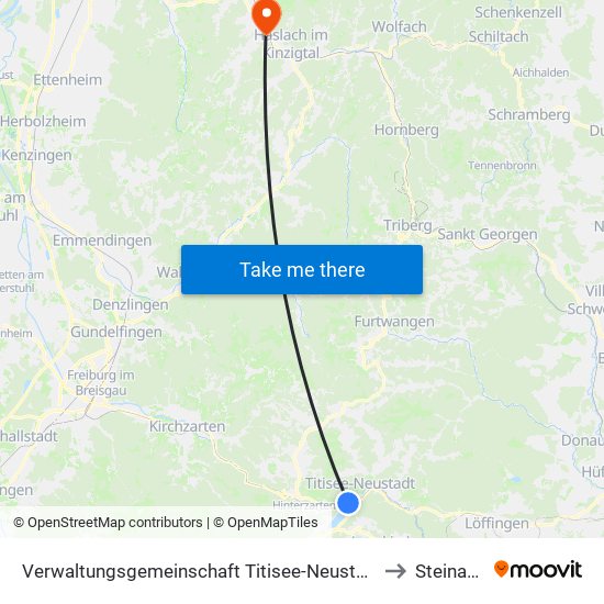 Verwaltungsgemeinschaft Titisee-Neustadt to Steinach map