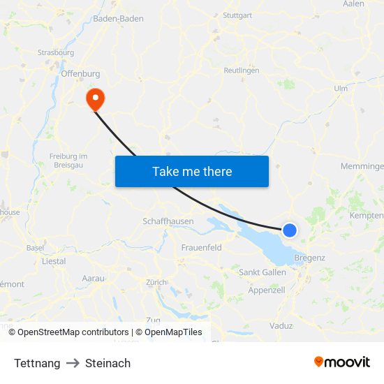 Tettnang to Steinach map