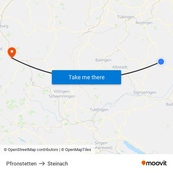 Pfronstetten to Steinach map