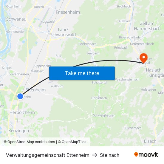 Verwaltungsgemeinschaft Ettenheim to Steinach map