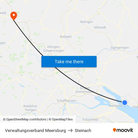 Verwaltungsverband Meersburg to Steinach map