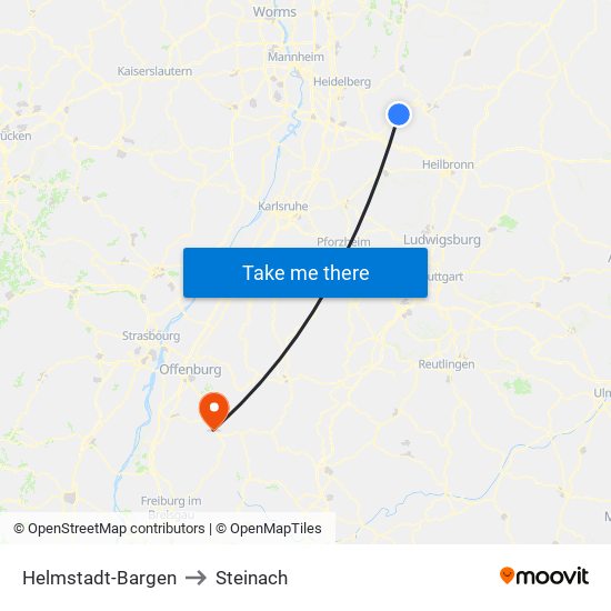 Helmstadt-Bargen to Steinach map