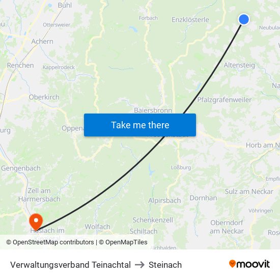 Verwaltungsverband Teinachtal to Steinach map