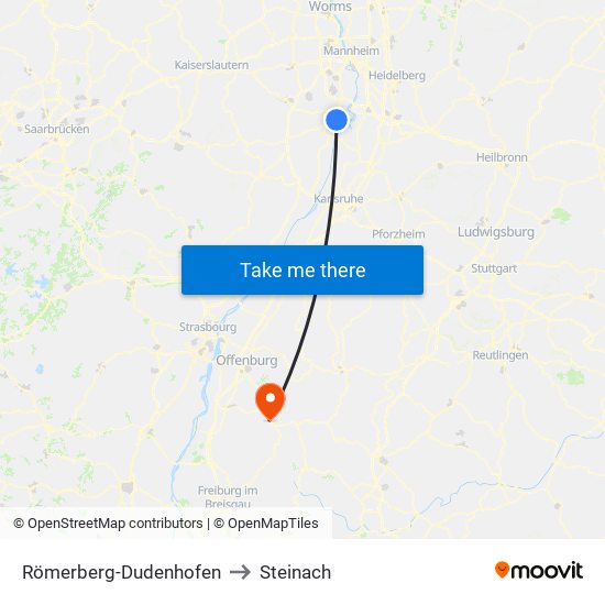 Römerberg-Dudenhofen to Steinach map