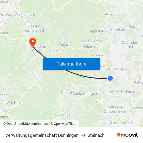 Verwaltungsgemeinschaft Dunningen to Steinach map