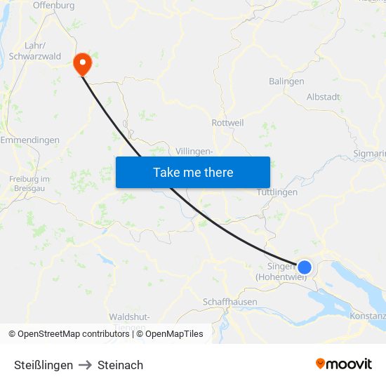 Steißlingen to Steinach map