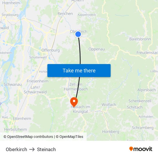 Oberkirch to Steinach map