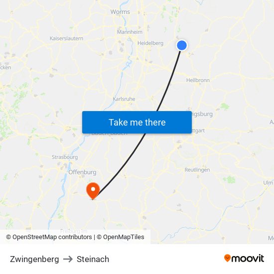 Zwingenberg to Steinach map