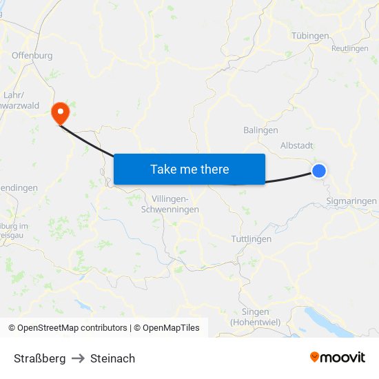 Straßberg to Steinach map