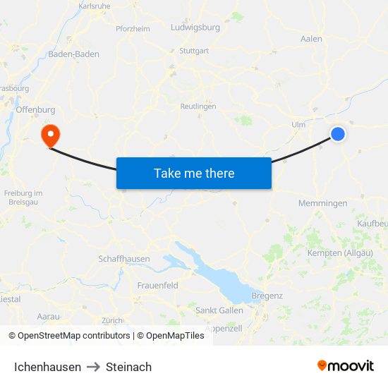 Ichenhausen to Steinach map