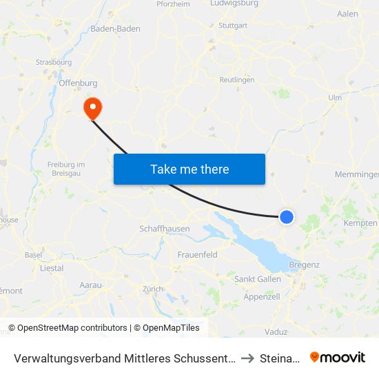 Verwaltungsverband Mittleres Schussental to Steinach map