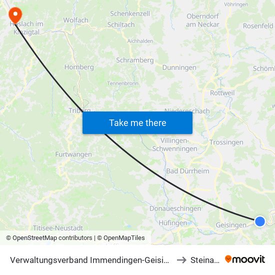 Verwaltungsverband Immendingen-Geisingen to Steinach map