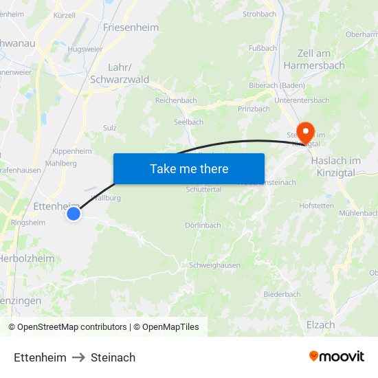 Ettenheim to Steinach map