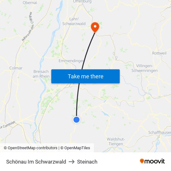 Schönau Im Schwarzwald to Steinach map