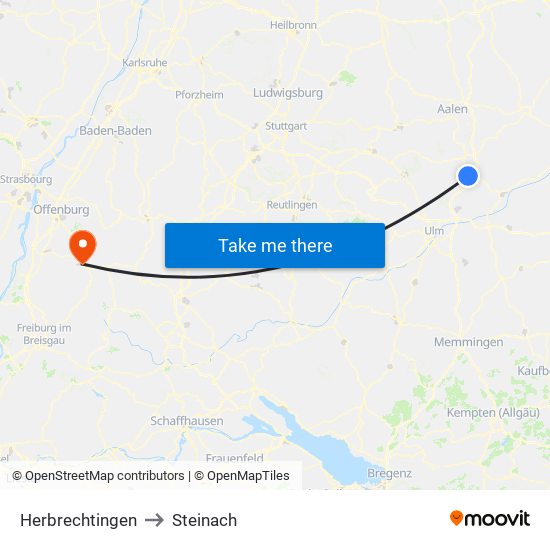 Herbrechtingen to Steinach map