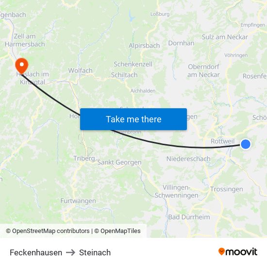 Feckenhausen to Steinach map