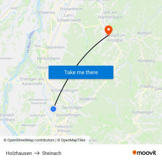 Holzhausen to Steinach map