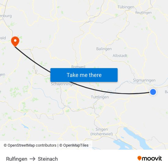 Rulfingen to Steinach map