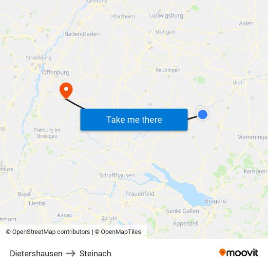 Dietershausen to Steinach map